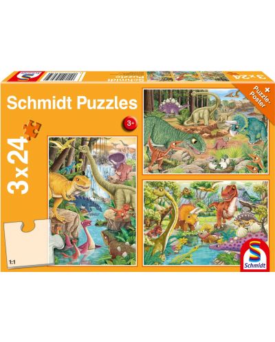 Παζλ Schmidt 3 x 24 κομμάτια - Διασκέδαση δεινοσαύρων - 1